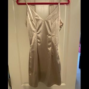 Mini Satin Beige Dress